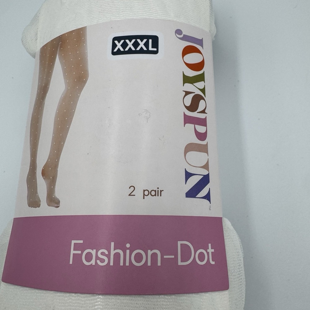 Joyspun Plus‎ Size Fashion Dot Opaque Tights 2 Pair White Black 3XL